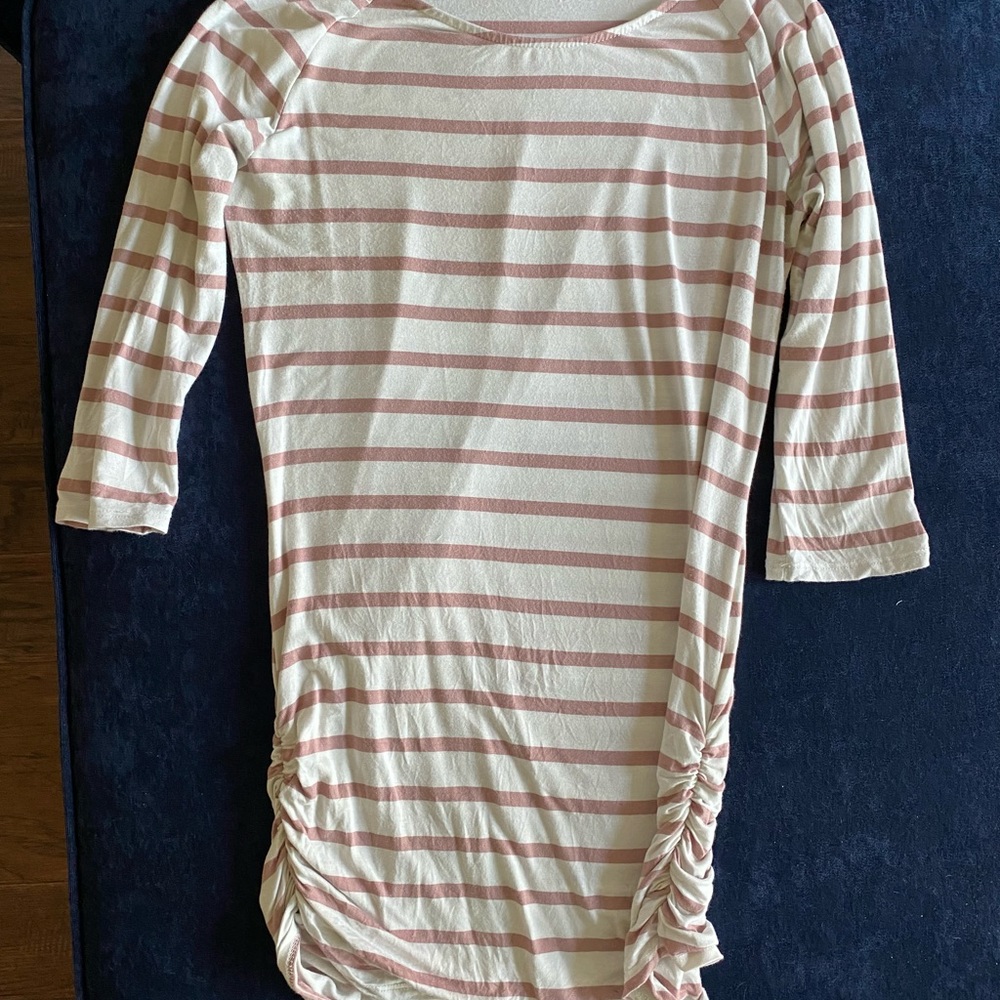 Pink and Cream Striped Maternity Shirt